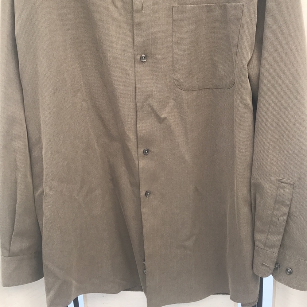 Button down casual men shirt by Perry Ellis size L Olive brown - Picture 3 of 8